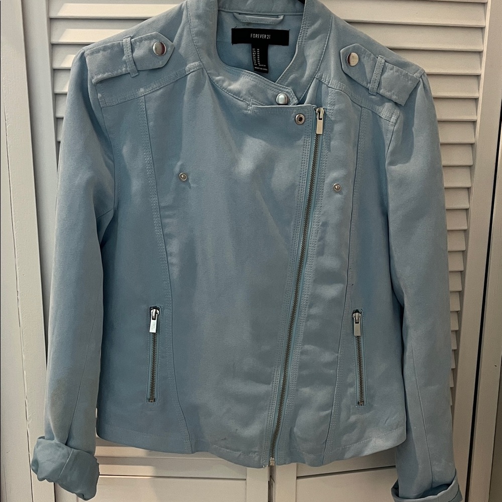 Forever 21 Light Blue Leather Jacket